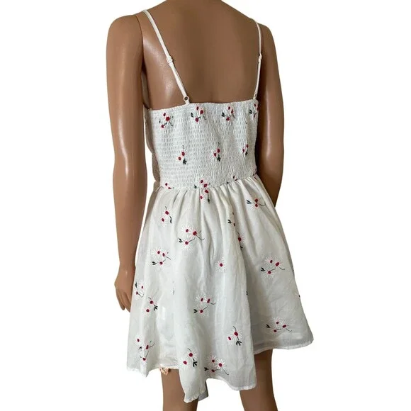 MOD Women's Floral Embroidery Lace Patchwork Cami Dress white red cherry SZ SM - Picture 9 of 9